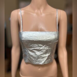 NWT Zara Silver Metallic Top size XS